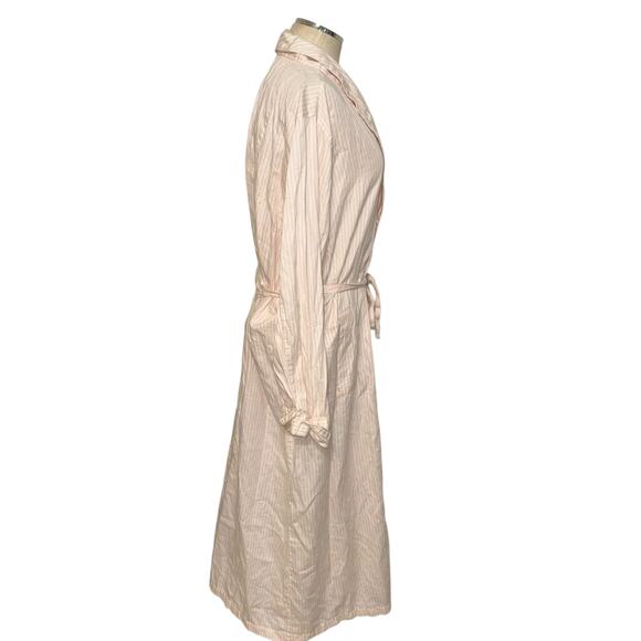 Lauren Ralph Lauren Women's Cotton Striped Robe in Pastel Peach/White Size XL - Picture 4 of 8